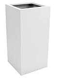 VIVANNO Pflanzkübel Pflanzgefäß Blumenkübel Fiberglas weiß matt Block - 30x30x60 cm