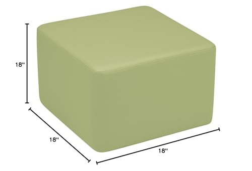 Image of Sprogs 12 inch H Structured Cube Stool -Flexible Modular Collaborative Soft Seating for Office, Home, Lounge and School Classrooms with Durable Frame & Set of 6 inch Legs Add-on -Fern Green