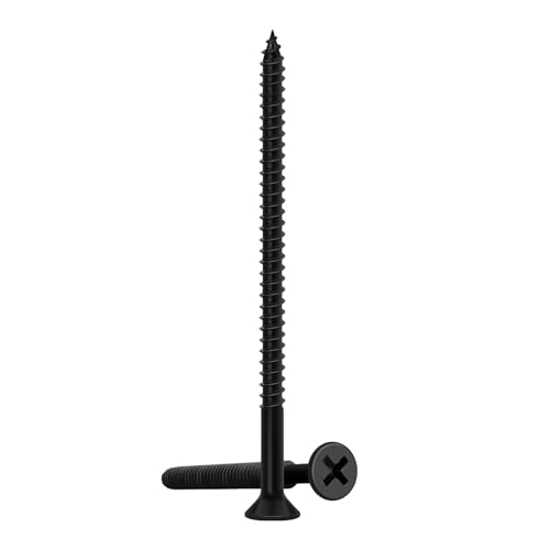 Image of Wood Screws 2-1 /2 Inch, 55 PCS FIXLINK Premium Flat Head Phillips Black Wood Screws, Self Tapping Electrophoresis Used in Indoor Furniture, Woodworking (#8 x 2-1 /2 inch)