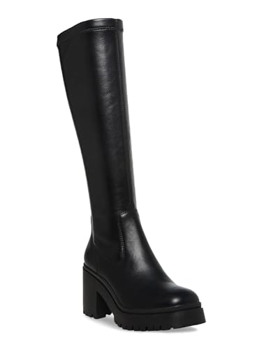 Womens Ria Lug Sole Faux Leather Knee-High Boots