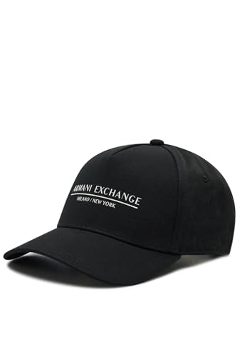 Armani Exchange Casquette de Baseball avec Logo Milano/New York, Noir, Taille Unique Homme