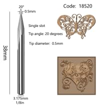 TavRav 5pc 20 Degree CNC Router bit Set 0.5mm tip Diameter v Groove bit 1/8 inch Shank Engraving CNC Straight bit Multi Material Cut for Wood MDF Plywood Metal Carving