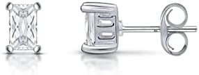 Lumini Crystals Women 925 Sterling Silver White Crystal Stud Earrings
