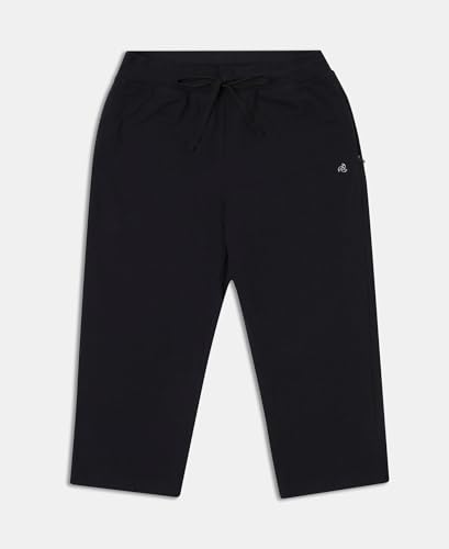 Jockey Women's Slim Fit Cotton Capri Pants (1300-0105-BLACK_L_Black_L)