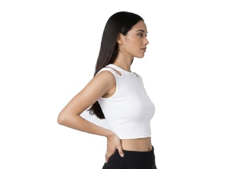 Image of Women's & Girl's Plain Black & White Tank Tops Crop Top (Set of 2)