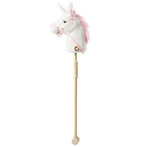 iBonny 36-inch Weiß Steckenpferd mit Guten Griffen und Rädern Einhorn...