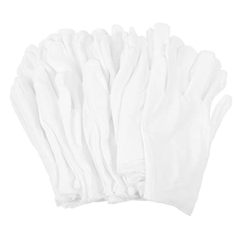 Didiseaon 12 Pack Cotton Glove Liners for Jewelry Inspection White Men's Comfortable Hand Covers