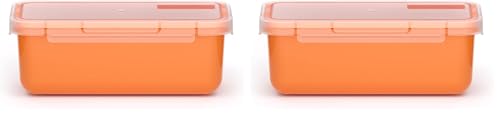 Valira Porta alimentos - Contenedor hermético de 0,75 L hecho en España, color naranja (Hermeticos) (Paquete de 2)