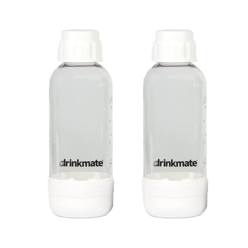 DrinkMate Soda Maker Carbonation Bottles (2 Pack) (0.5L, White)