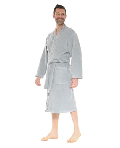 Kimono long gris Blaise en coton léger pour homme et femme