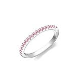 YAHGEM 925 Sterling Silver Birthstone Stackable Rings Set: Eternity Stackable Birthstone Band Rings for Women Cubic Zirconia Stacking Ring for Wife Birthday Jewelry Gifts (October, 7)