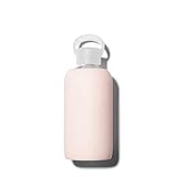 bkr Tutu Glass Water Bottle with Smooth Silicone Sleeve for Travel, Narrow Mouth, BPA-Free & Dishwasher Safe, Opaque Ballet Pale Peachy Pink, 16 oz / 500 mL