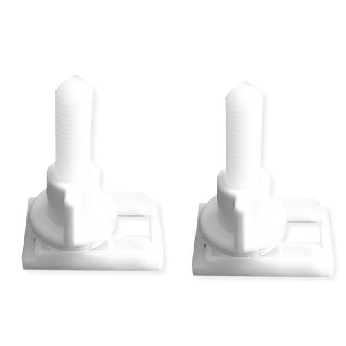 2 Pcs White Plastic Toilet Seat Screws & Nuts with Washers, Replacement Hinge Bolts for Mounting Toilet Seats and Lids