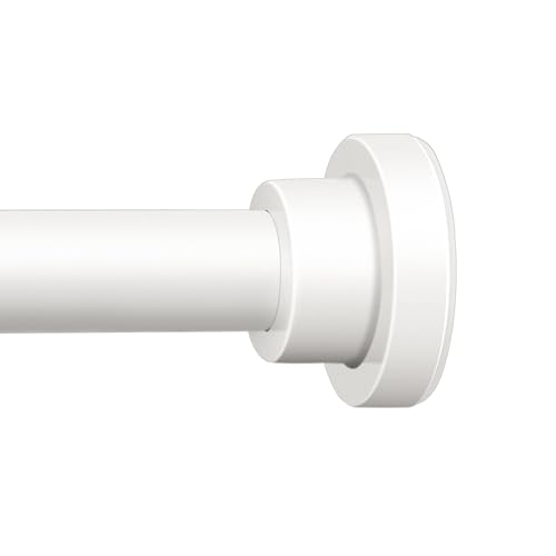 ENJOYBASICS Extendable Curtain Poles Shower Curtain Rod 81-137cm Tension Pole No Drilling, Never Rust Non-Slip Telescopic Pole for Clothes, Shower Curtain Rail for Bathroom, Closet, Window, White