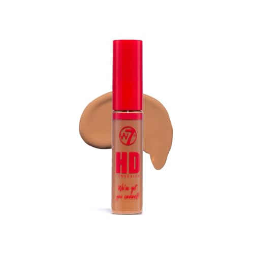 W7 HD Concealer - Rich and Creamy Matte Formula - Medium Lasting & Buildable Coverage (DW9 Dark Warm)