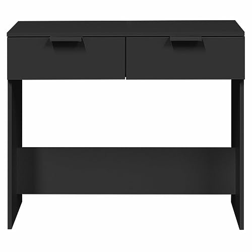 Mesa consola negra de madera con acabado elegante y estantería robusta 7