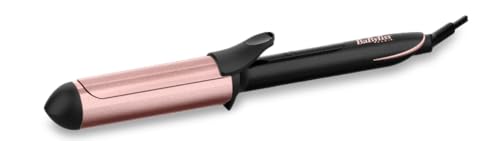 BaByliss C453E Ferro Arricciacapelli Extra Lungo da 38 mm, Quartz Ceramic, Riscaldamento Advanced Ceramics per Onde Morbide a Lunga Durata, 6 Temperature, Nero e Rosa
