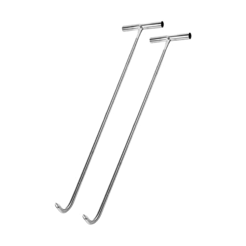 STOBAZA Sturdy T-Shape Steel Hook Set Manhole Cover Lifter Garage Hooks for Hanging Easy to Clean