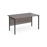 Mr Office Maestro 25 straight desk 800mm deep - black H-frame leg, 1400, Grey oak
