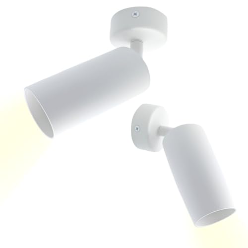 Shop SoftAir Faretti da Soffitto/Parete Moderni Regolabili in Alluminio Verniciato Opaco Compatibili con Lampadine GU10 Installazione Semplice - Versatili e Durevoli (1 Faretto, Bianco)