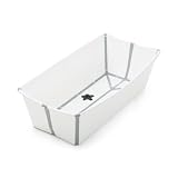 Bañera Stokke Flexi Bath XL, Blanca - Bañera plegable para bebé - Ligera, duradera y fácil de guardar - Práctica para usar en casa o de viaje - De o a 6 años