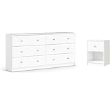 Pemberly Row 2 Piece Modern Wood Dresser and Nightstand Bedroom Set in White