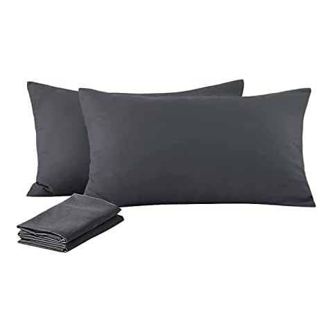 Aisbo Kissenbezug 40 x 80 2er Set - Kopfkissenbezug 40x80 Anthrazit mit Reißverschluss aus Mikrofaser Weich Cover