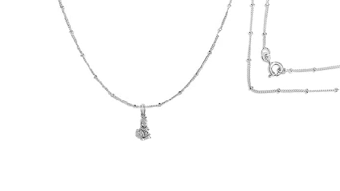 Sterling Silver (92.5% purity) God Kanha Laddu Gopal Chain with Pendant (Pendant with Ball/Beads Chain) for Men & Women Chain Locket for Good Health & Wealth - PSBL7177-AMZ183