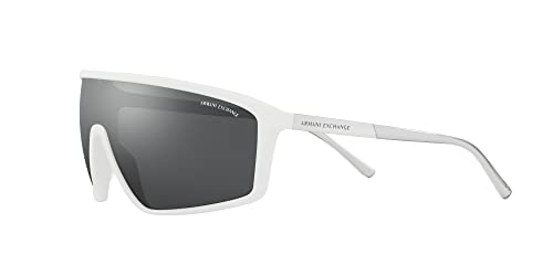 Armani Exchange Man Sunglasses Matte White Frame, Grey Mirror Silver Lenses, 0MM3