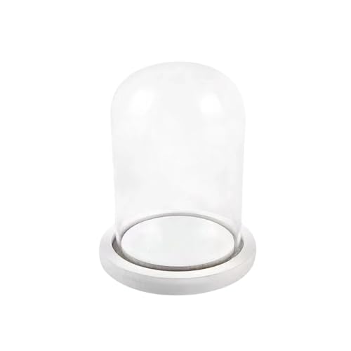 Campana di Vetro con Base in Legno, Cupola vetro esposizione vetrina Centrotavolo Porta candela Decorazione (8*15cm)