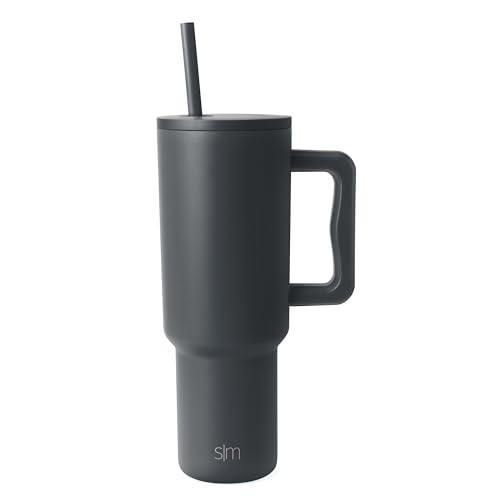 Simple Modern 40 oz Trek Tumbler with Handle and Straw Lid | Cup Holder Friendly Insulated Stainless Steel Travel Mug | Graphite by Simple Modern - Used condition - US$17.00