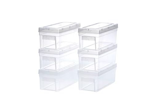 Image of Sthavir Premium Plastic Storage Boxes, Transparent Containers, Medium Boxes With Lock System for Jewellery /Medicines /Stationery /Cosmetics /Accessories - 25x9x10.5 Cm - Pack of 6 (Size No. - 33)