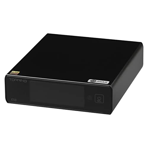 TOPPING E50 Hi-Res Audio DAC – DSD512 PCM768kHz, USB/Optical/Coaxial Digital Inputs, MQA Full Decode, Ultra-Low Jitter, Balanced TRS + RCA Output, 5V Powered (E50-Black)
