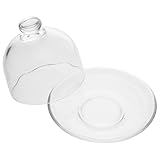 Angoily Mini Bandeja Alta de Cristal Transparente con Tapa Antipolvo Plato Llano para Aperitivos Postres y Frutos Secos Frutero Decorativo para Servir y Exhibir Mesa