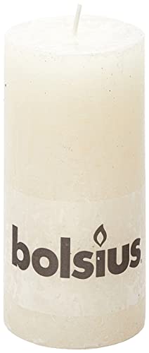 Stumpenkerzen von Bolsius Rustic 103867590305 Elfenbein 6,8×6,8×13 cm