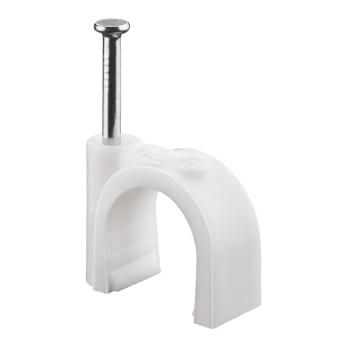 goobay 17084 Kabelschelle 100er Set / Kabelhalterung zur Kabel Befestigung bis zu 14mm Durchmesser / Kabelklemme mit Nagel für Wand, Türrahmen, Ecken und Aufputz / 100 Stück / Weiß