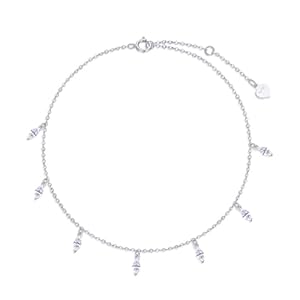 14k Gold Dangle Anklet for Women, Marquise Shaped Cubic Zirconia Ankle Bracelets Foot Jewelry Gift for Her, 9.4-11 Inches
