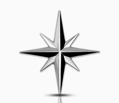 SHUHUAKUAJING 2Pcs Car Sticker Compass Star for Mazda CX-5 SUV 2022-2026, 3D Metal Emblem Badge Decal Waterproof Decorative Auto Exterior Accessories Styling,Silver