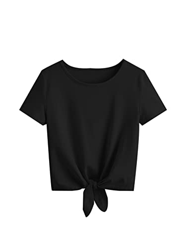 Image of Girls Tie Dye Shirts Short Sleeve T-Shirt Casual Tie Hem Tee Tops Size 5-12 Years