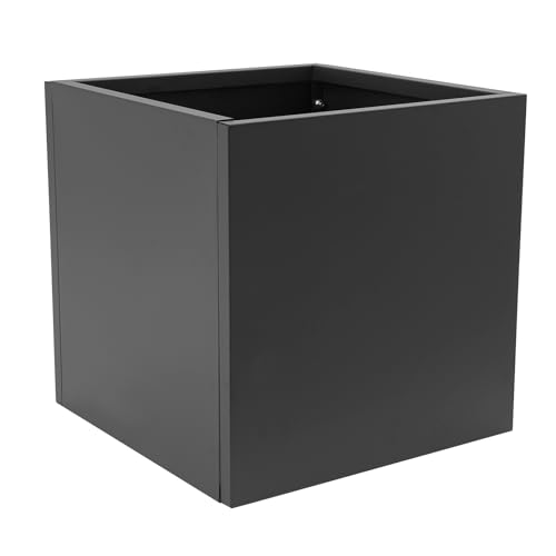 Bukeey Caja de plantación de cubos de acero negro, plantador para interior y exterior, maceta cuadrada para exteriores, para jardines, entradas, patios, 60 x 60 x 60 cm