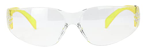Image of BISON LIFE Clear /Yellow Safety Glasses for Men & Women, ANSI Z87.1,144 Pack | Scratch & Impact Resistant Wraparound Safety Goggles, UV Protection Eyewear for Work, Construction, Lab, Industrial