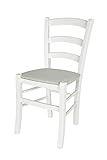 Tommychairs - Silla Venezia para Cocina y Comedor, Estructura en Madera de Haya barnizada Color Blanco y Asiento tapizado en Tejido Color Blanco ostra