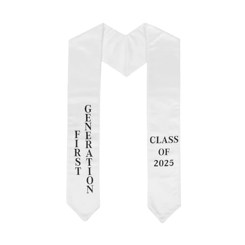 First Generation Graduation Stole White Satin Sash Class of 2025 Graduation Stole for College Graduates (first generation)