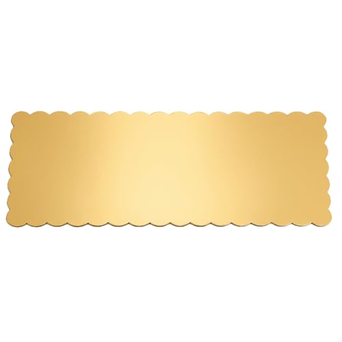 O'Creme Gold Scalloped Log Cake Board 16.75 x 6.5 Inch