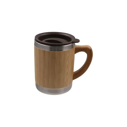 Taza de viaje con mango y aislamiento de bambú y acero inoxidable miniatura 3