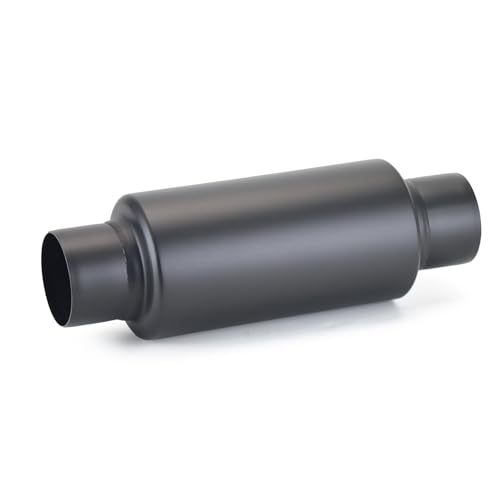 Image of A-KARCK 2.5 inch Inlet Exhaust Resonator, 2.5 inch Inlet 2.5 inch Outlet 12 inch Overall Length Muffler Resonator Stainless Steel,Polished(Black)