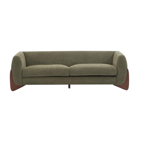 Image of LEGACY OF COMFORT Amala 80 inch Upholstered 3 Seater Sofa Three Seater Sofa with Wooden Legs for Living Room Hotels & Offices (Olive Green)