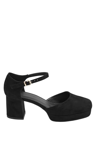 Yours - Faux Suede Platform Block Heels In Extra Wide Eee Fit - Women's