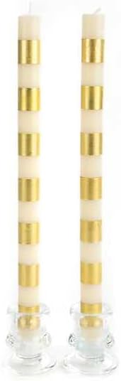 MacKenzie-Childs Bands Dinner Candles - Gold - Set of 2