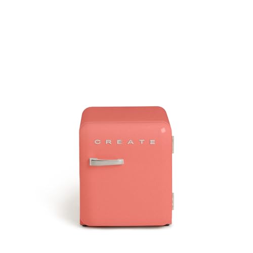 CREATE / RETRO FRIDGE 50 SILVER/Frigorífico terracota maneta plata / 85W, minibar, un estante, diseño retro, 50 cm, dos repisas, capacidad de 48L, bajo consumo, 50x44x49,8 cm